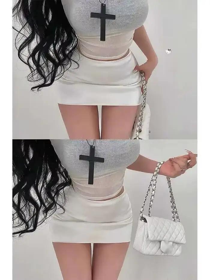 Skort Sister Pure Desire en acétate et coton avec tour de taille empire pour femmes, idéal pour bureau et plage, en blanc, brun, champagne, abricot, noir