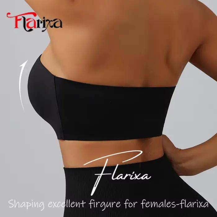 Flarixa Femmes Sans Bretelles Sans Rembourrage Soutien-Gorge Fermeture Avant Bralette Push Up Glace Soie Une Pièce Bustiers Confort Invisible Lingerie Blanc Rose Noir
