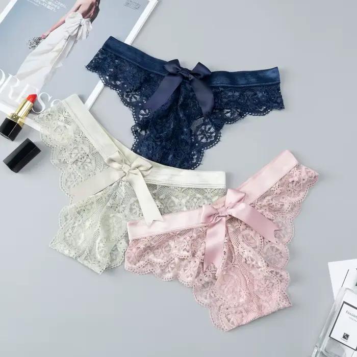 Incroyable femmes Lingerie G String sous-vêtements en dentelle femme nœud Sexy t-back