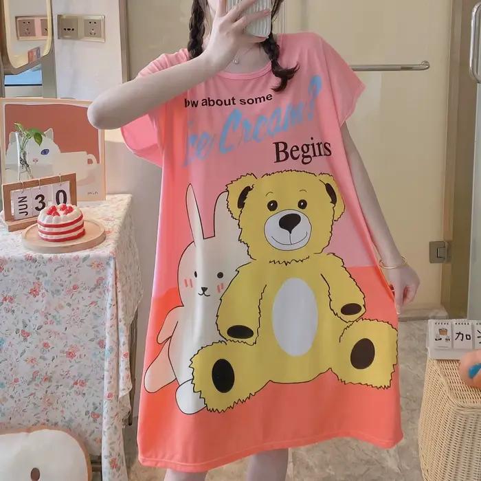 Chemise de nuit Polyester Mi-Mollet Confortable Femmes Amusante Mignon Design Coloré Occasions Spéciales Pour Filles