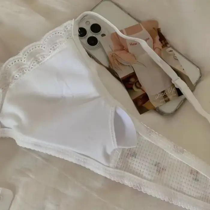 Soutien-gorge coréen simple en dentelle à imprimé cerises