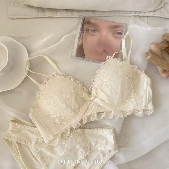 Soutien-gorge/sous-vêtements brodés sous-vêtements en dentelle soutien-gorge à armatures sans fil ensemble de soutien-gorge de rassemblement confortable ensemble de soutien-gorge en dentelle