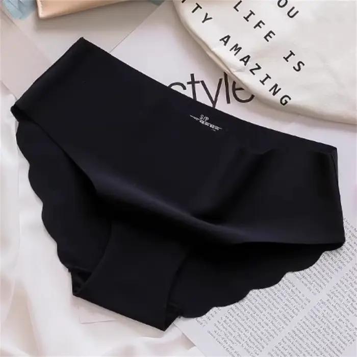 Sous-vêtements sans couture en soie glacée pour femmes, slip Invisible de levage des hanches, culotte taille moyenne, Lingerie S-XL