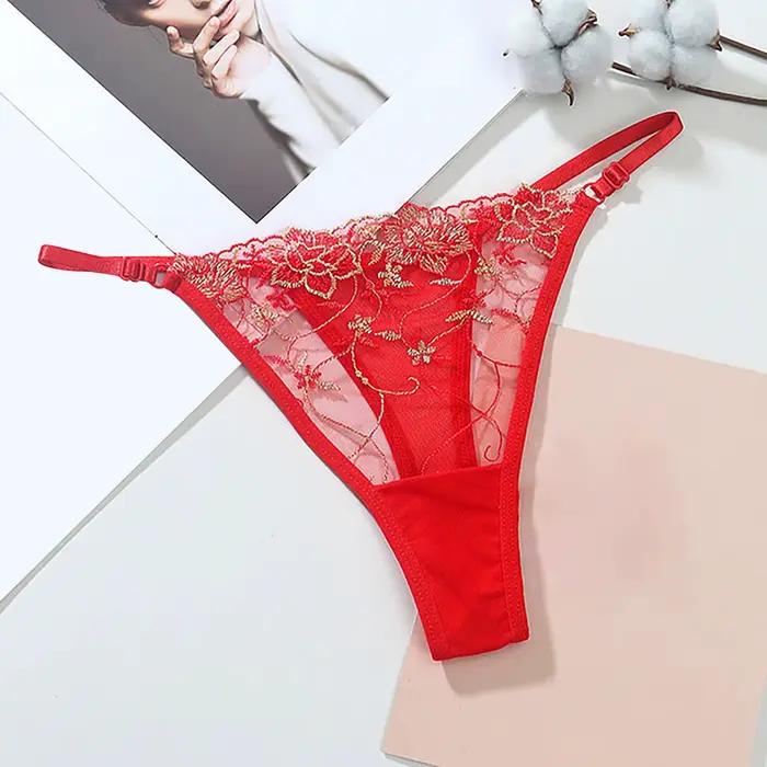 Culotte femme Lingerie pour dames brodé maille creuse séduisante string