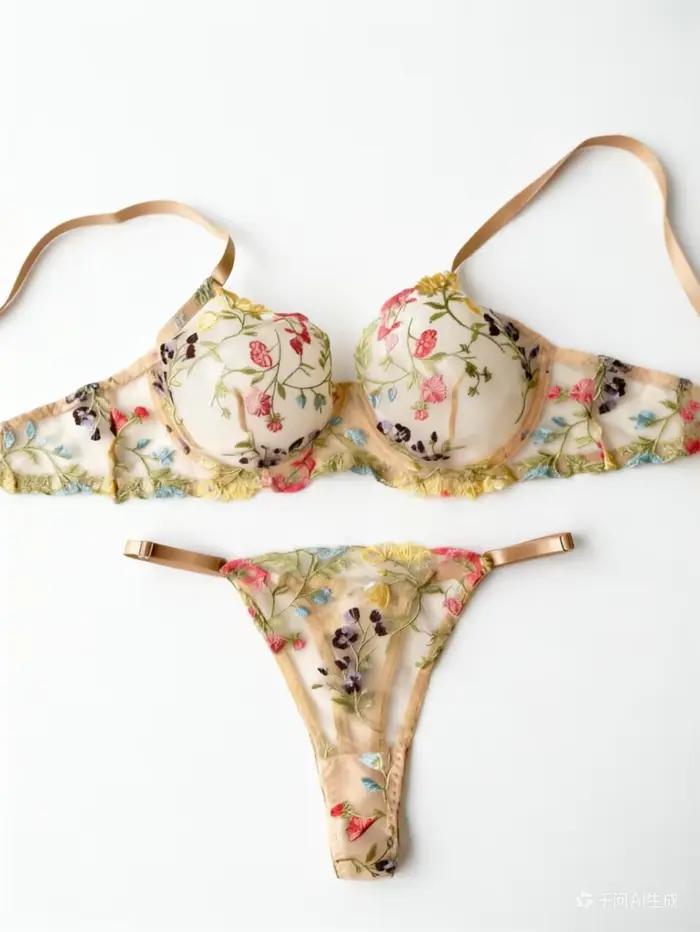 Yimunancy ensemble de Lingerie brodée florale femmes pure 2 pièces Boho soutien-gorge + culotte