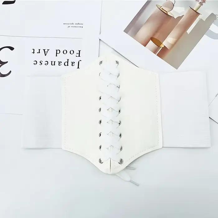 Corsets pour femmes large ceinture gothique minceur gaine ventre plat blanc Corset élastique taille haute Faux cuir noir ceintures Korsett