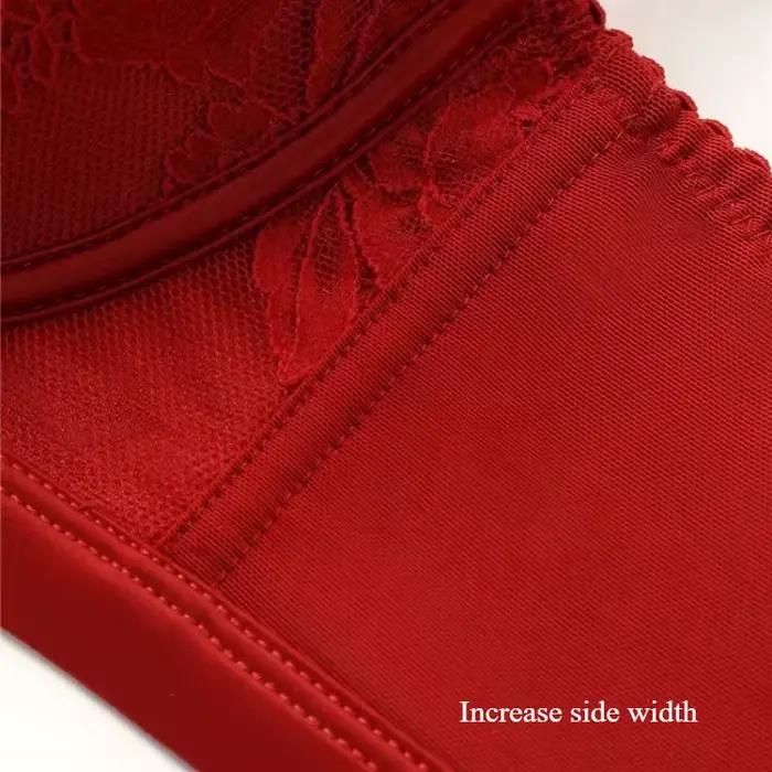 Rouge élégant Beauwear grande taille soutien-gorge femmes 3/4 tasse plongeant soutiens-gorge Sexy dentelle