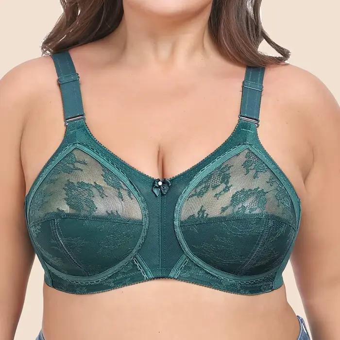 Soutiens-gorge en dentelle sans fil pour femmes, sans éponge, évider, sexy, lingerie, bonnet complet, grande tasse, mince, grande taille, sous-vêtements féminins