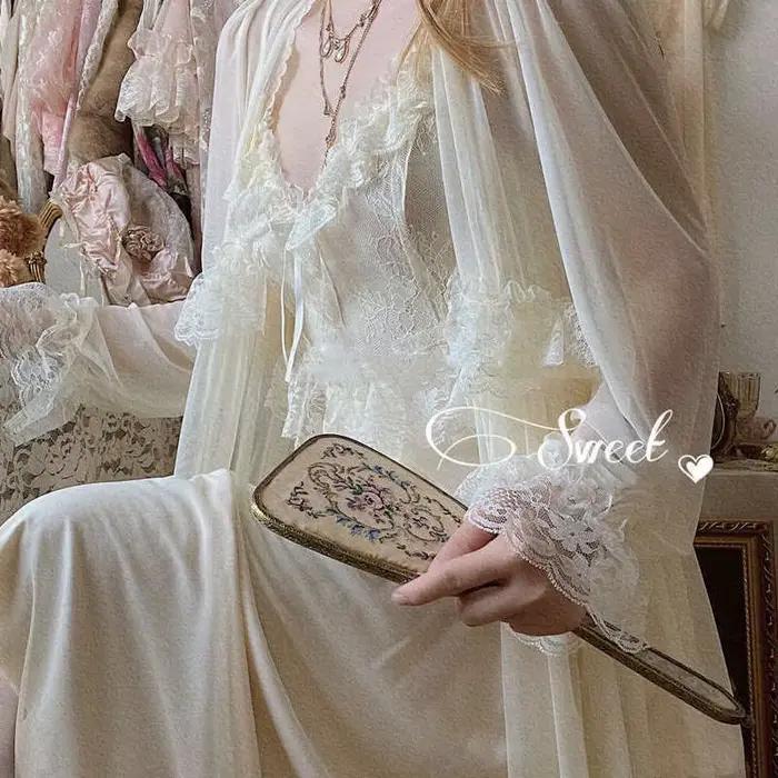 Chemise de nuit vintage en dentelle, style français, rétro, court, ultra-mince, col en V, super nickel é, tenue de salon, maison, été