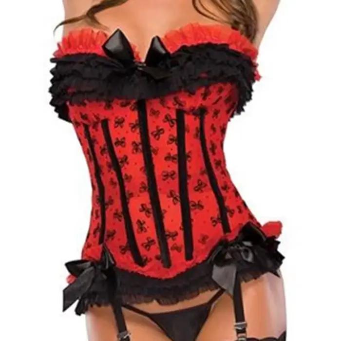Corset sexy en dentelle avec fermeture éclair sur le côté pour femme