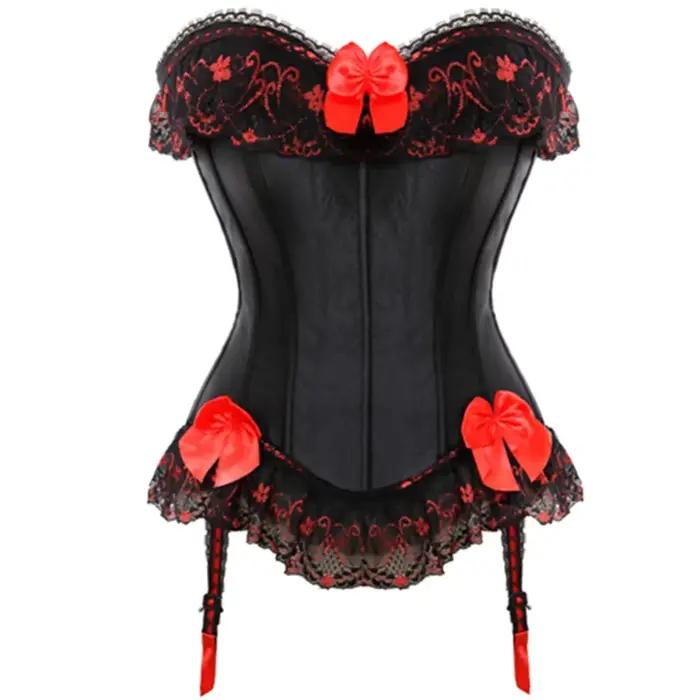 Femmes surbuste hauts Corset avec bretelles nœud papillon à lacets désossé Bustier Shapewear minceur taille façonnage Korset