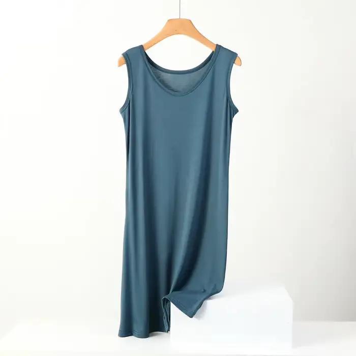 Chemise de nuit sans manches pour femmes, en coton, grande taille, ample, décontractée, vêtements d'intérieur, nouvelle collection été XL-8XL