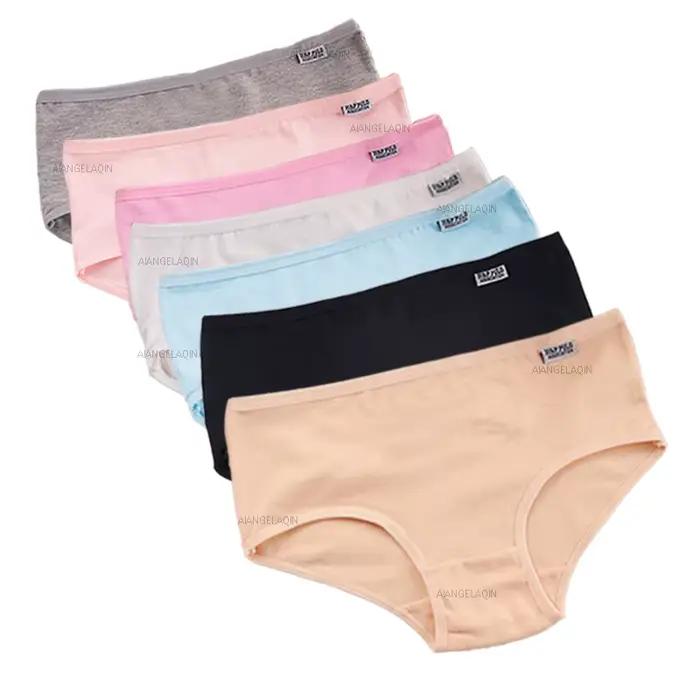 7 pièces/lot grande taille sous-vêtements femmes culottes coton fille brève Sexy Lingeries Shorts sous-vêtement solide culotte femme intime M-4XL