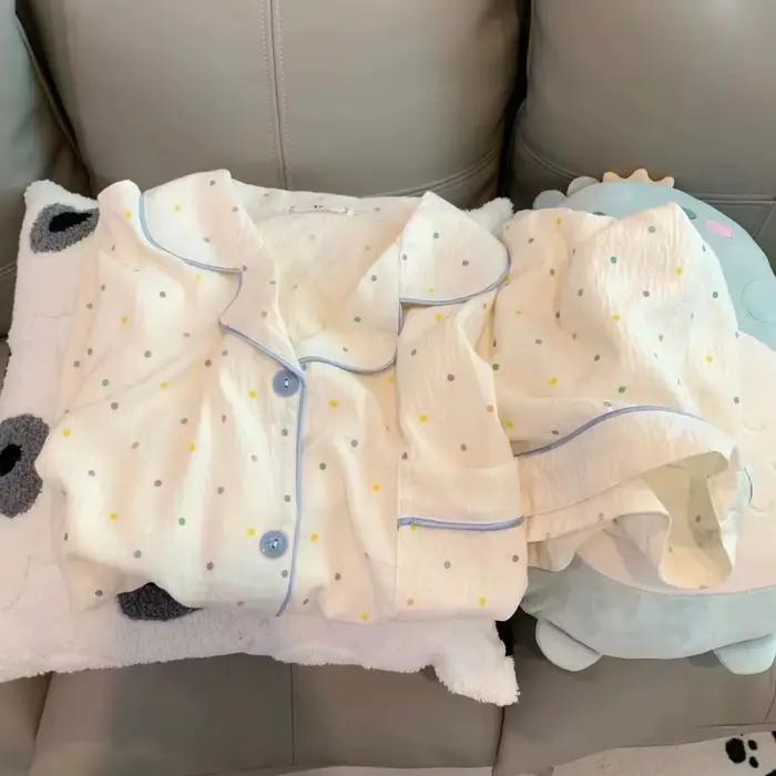 Ensemble pyjama en coton imprimé à pois pour femmes