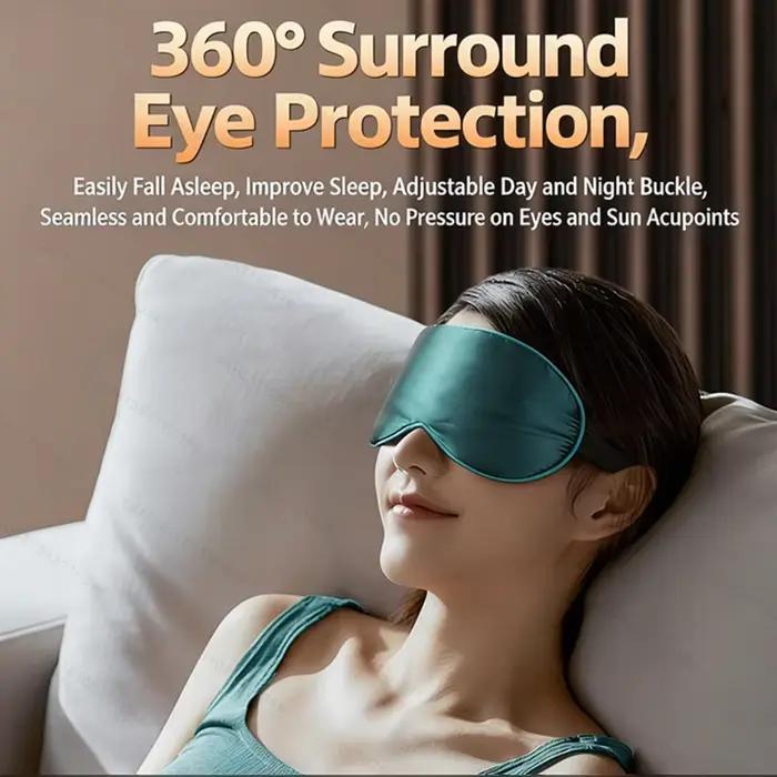 Masque pour les yeux de sommeil en soie de mûrier, chaud et frais, double usage, réglable, blocage de la lumière de voyage, couverture respirante pour les yeux, bandeau pour les yeux