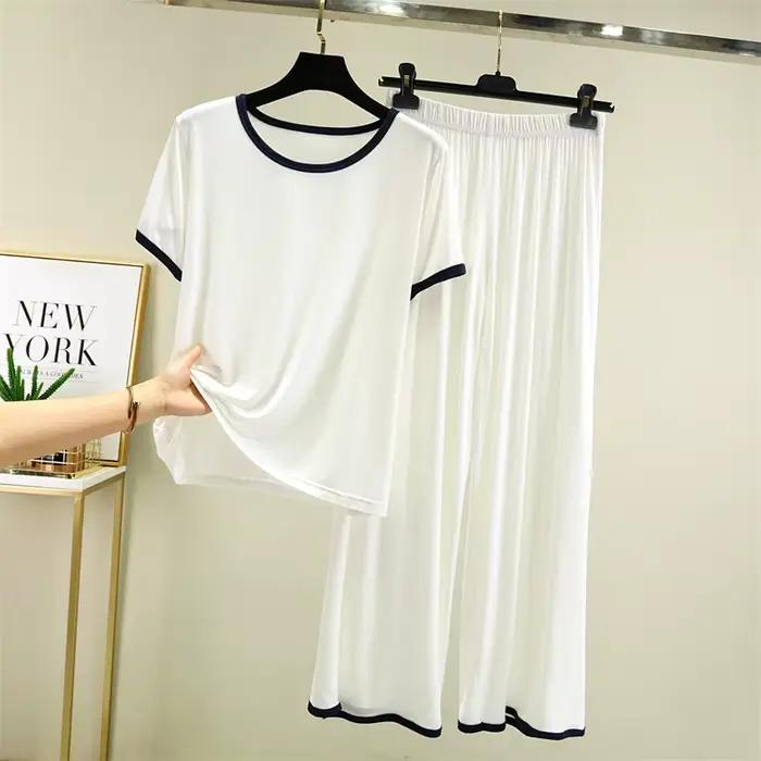 M-3XL grande taille pyjama pour femme nouveau manches courtes fjimebid décontracté adt maison porter des vêtements modal femmes pyjamas ensemble