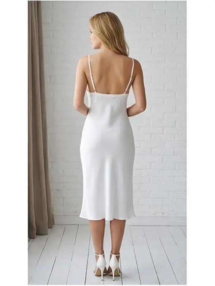 Robe de nuit longue noire en satin polyester ny lon col en V pour femmes nuits de lune de miel et mariage