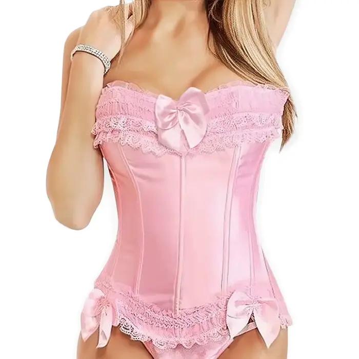 Corset bustier en satin pour femme, costume burlesque, corset princesse, haut à lacets, noir, blanc, violet, rose, grande taille, occassions spéciales, ajustement parfait, décoration en dentelle, style sexy, victorien, quotidien
