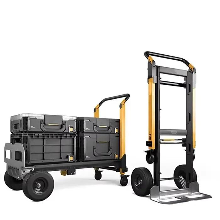 Chariot de manutention d'entrepôt, chariot à main d'extérieur 2-en-1, chariot à boîtes empilables multifonctionnel portable avec roues, équipé (personnalisable)