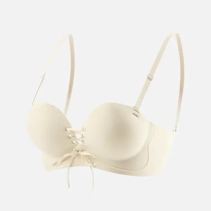 Soutien-gorge sans fil rose clair à carreaux