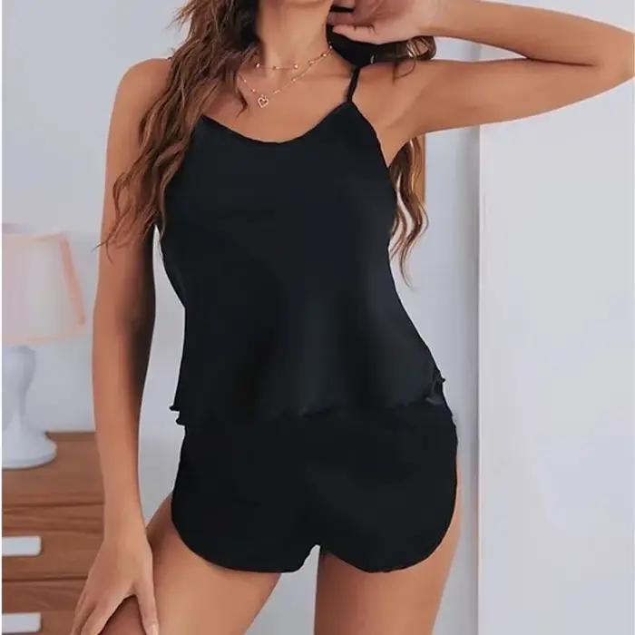 Ensemble de pyjama en satin de soie pour femmes