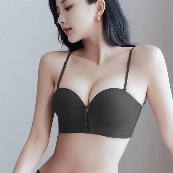Soutien-gorge sans bretelles à boutons sur le devant pour femmes