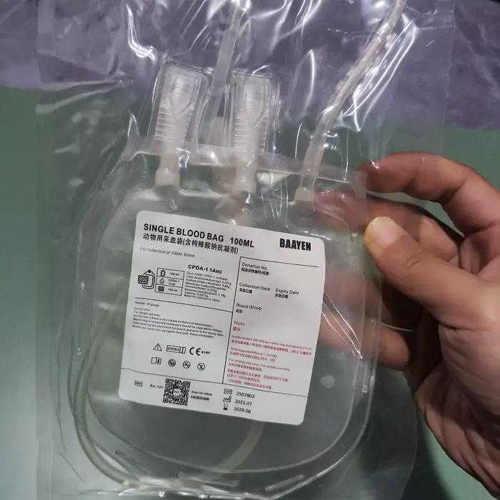 5 sacs de collecte de sang vétérinaire de 100 ml et 200 ml avec transfusion pour chiens et chats - Idéal pour les expériences animales et scientifiques