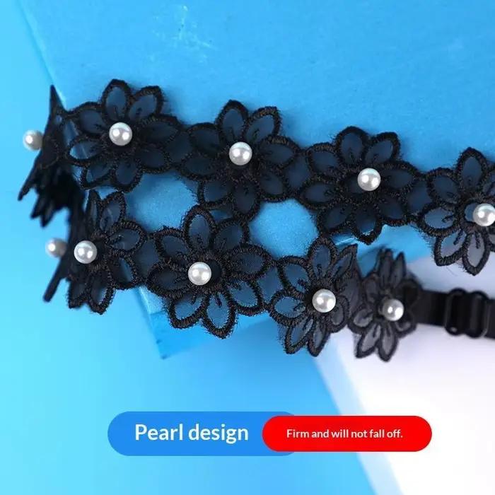 Bretelles de soutien-gorge en dentelle et perles, longueur réglable, texture douce, parfaites pour les robes épaules dénudées, usage quotidien décontracté