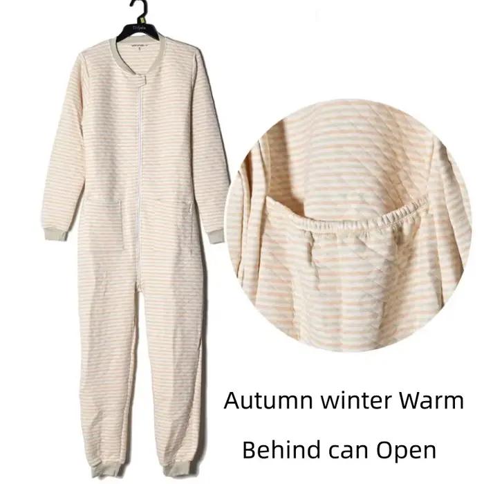 Combinaisons en coton pour adultes ABDL, pyjamas à manches longues, taille plus, fermeture éclair, confortables, respirantes, combinaisons amples pour couples
