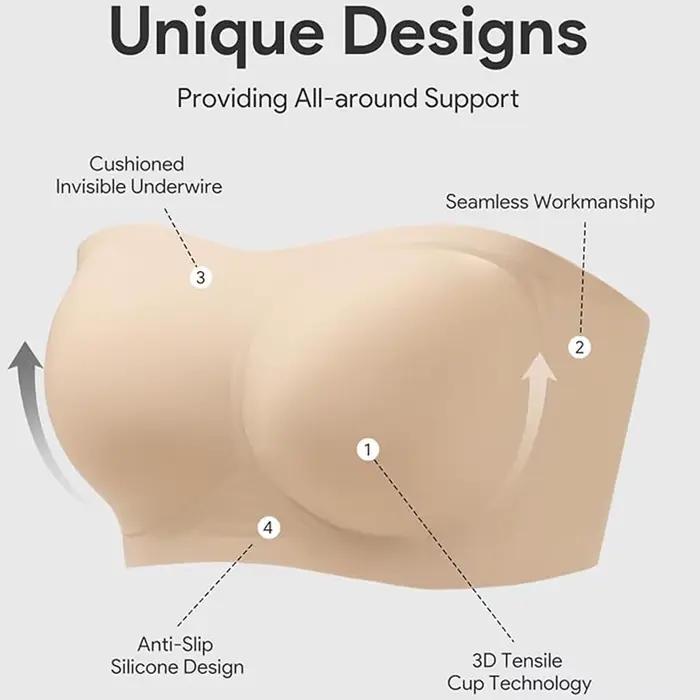 Soutien-gorge bandeau push-up sans bretelles pour femme