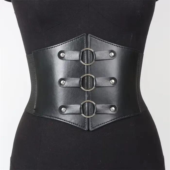 Ceinture Corset en cuir Pu Super large pour femmes, ceinture amincissante, élastique, taille haute, polyvalente pour le quotidien, Bustier