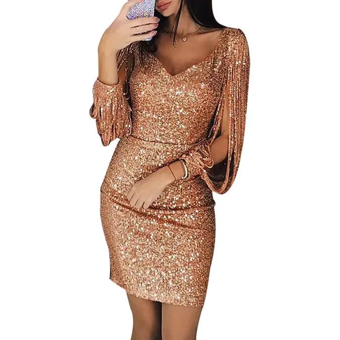 Robes féminines 2025 robe courte de boîte de nuit pour femmes vêtements de soirée paillettes bal Mini strass tenues de fête de luxe mode X G