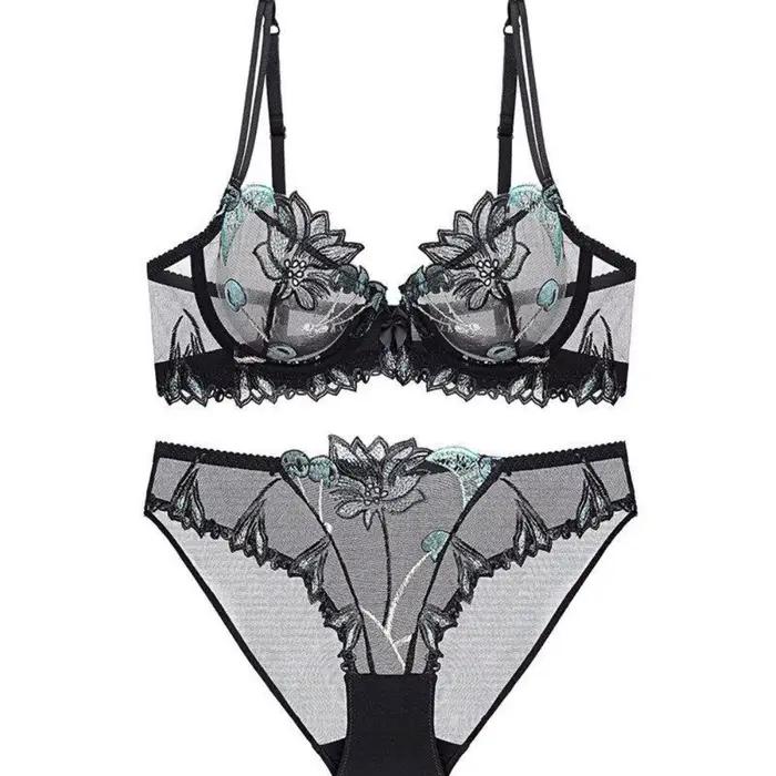 Soutien-gorge de luxe sexy en dentelle brodée cerise