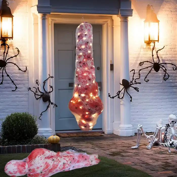 Décoration d'halloween, cadavre effrayant, accessoires pour le corps mort, cocon avec lumière, cour extérieure, décoration d'horreur d'halloween, faveur de maison hantée