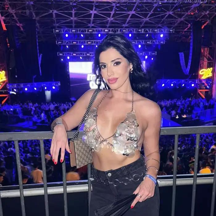 Soutien-Gorge à Paillettes Argentées avec Pompon en Clip pour Femme