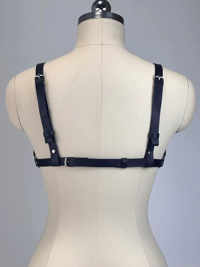 Harnais de corps en cuir PU pour femme, ceinture de poitrine, corset, lingerie en cuir, vêtements gothiques, accessoires pour femme