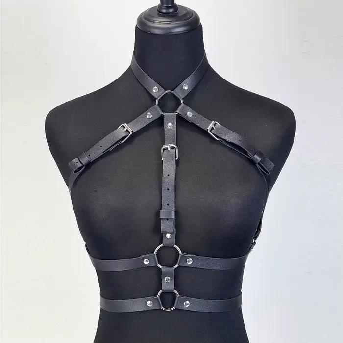 Harnais en cuir PU pour femme, ceinture de corps tendance, style gothique punk, bretelles réglables pour accessoires vestimentaires
