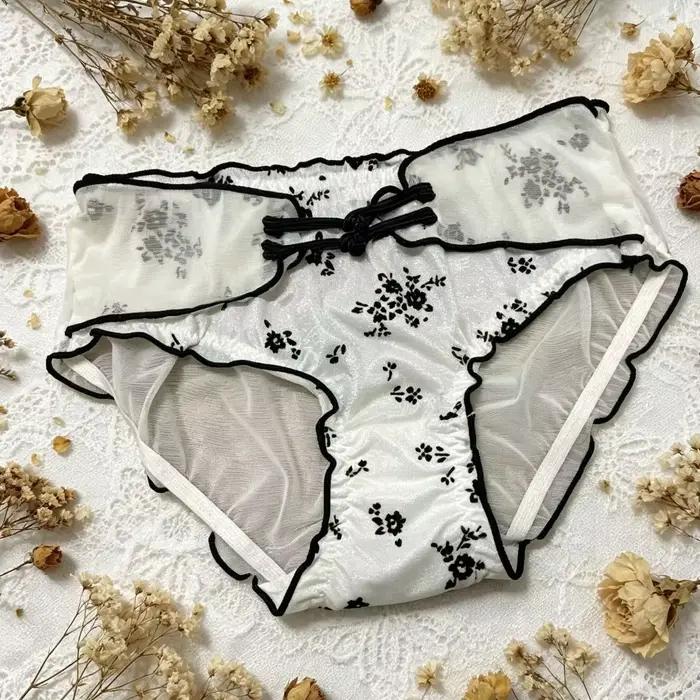 Culotte Femme Taille Basse Style Chinois avec Volants et Boucles
