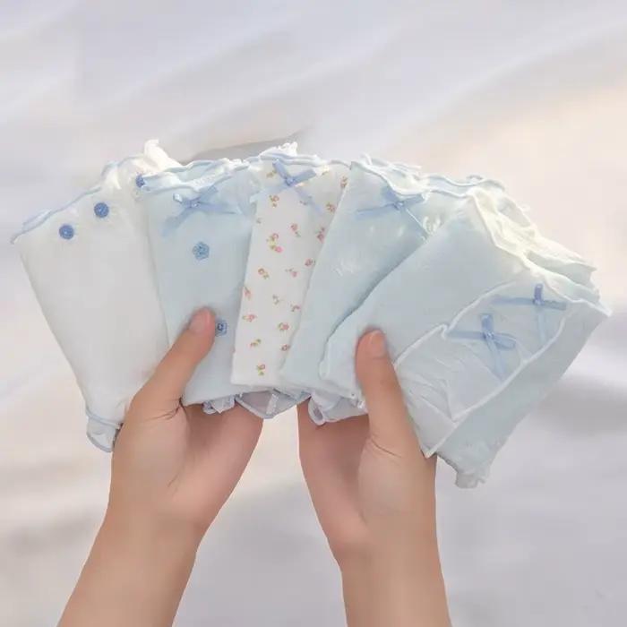 Culottes en coton à volants style français avec nœud floral
