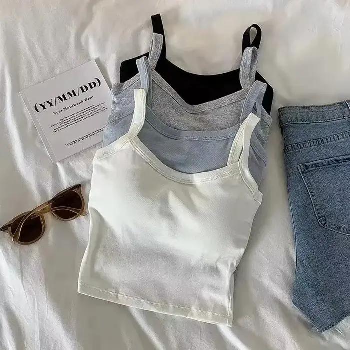 Camisole d'été polyvalente avec soutien-gorge intégré pour femme