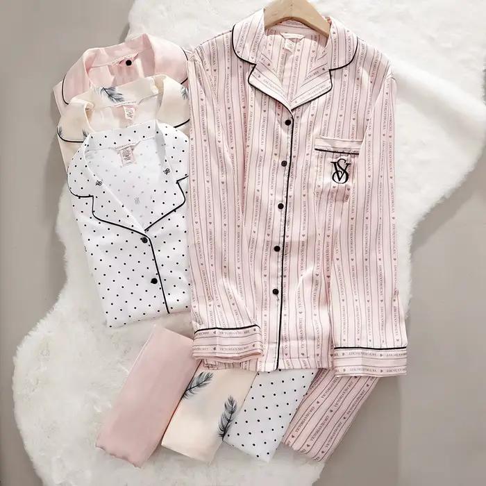 Ensemble de pyjama en satin de soie pour femmes Victoria's Secret