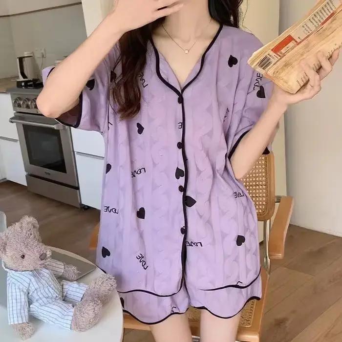 Pyjama d'été à manches courtes pour jeunes femmes