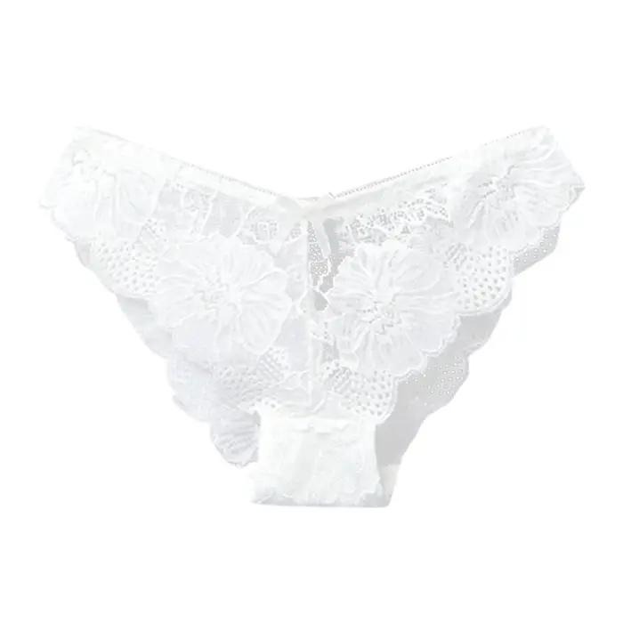 Culotte en dentelle florale transparente pour femme