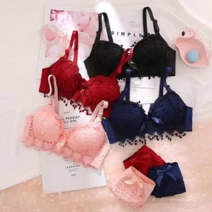 Ensemble de soutien-gorge et culotte en acrylique avec broderie florale pour femmes, grande taille, confortable et respirant