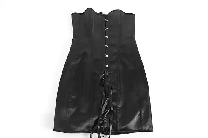 Corsets robe pour femmes Sexy surbuste haut bustier corps Shaper Long torse Korsett grande taille Satin à lacets gothique Corsetto noir