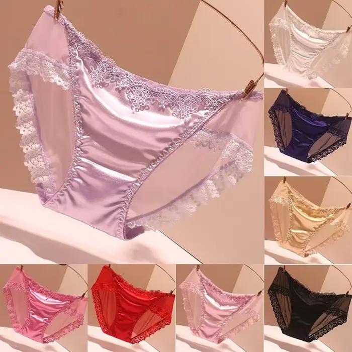 Culotte femme lisse Sexy Lingerie sans couture caleçon Satin