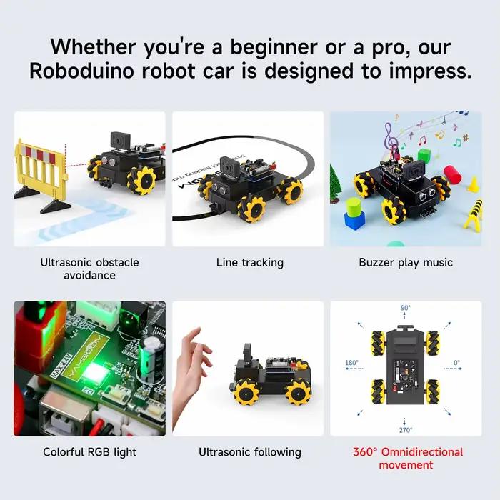 Yahboom-Kit de voiture robot intelligent UNO R3, Robodu37V2 avec caméra WiFi ESP32, corps en métal, jouet robotique, bricolage pour Ardu37