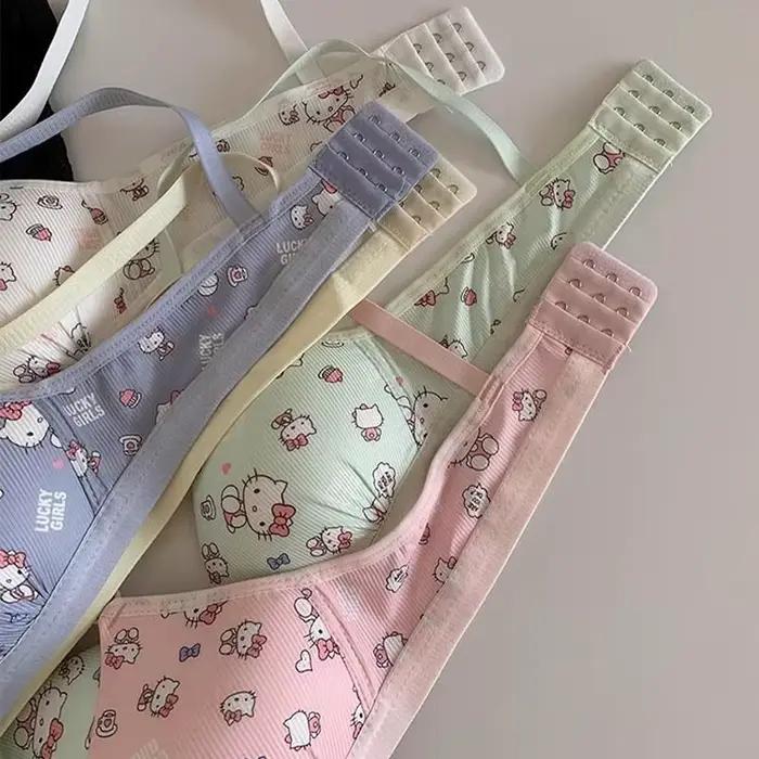 Dessin animé Hello Kittys sous-vêtements pour femme Kawaii filles soutien-gorge Sexy sans fil Push Up