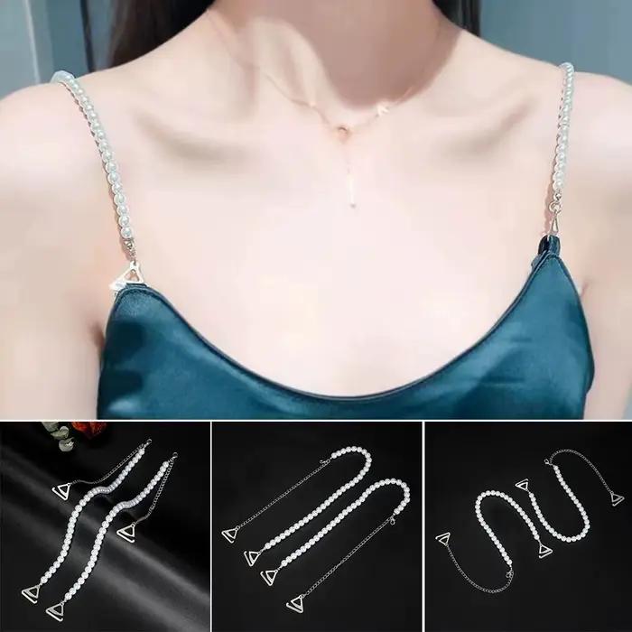 Bretelles de soutien-gorge en perles antidérapantes, Sexy, épaules dénudées, sous-vêtements réglables, sangle d'épaule décorative, amovible, remplacement de bretelles