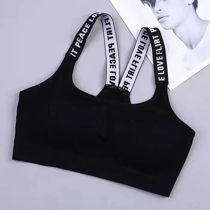 Soutien-gorge Sexy haut femmes soutien-gorge de Sport à fort Impact pour salle de Sport Fitness Yoga femme Pad vêtements de Sport débardeur Sport Push Up Bralette топ ж dikrien